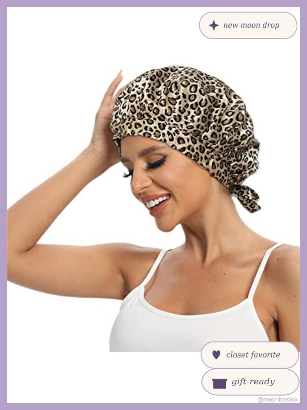 100% Mulberry Silk Sleep Bonnet Double Layer Adjustable Tie Band 19 Momme